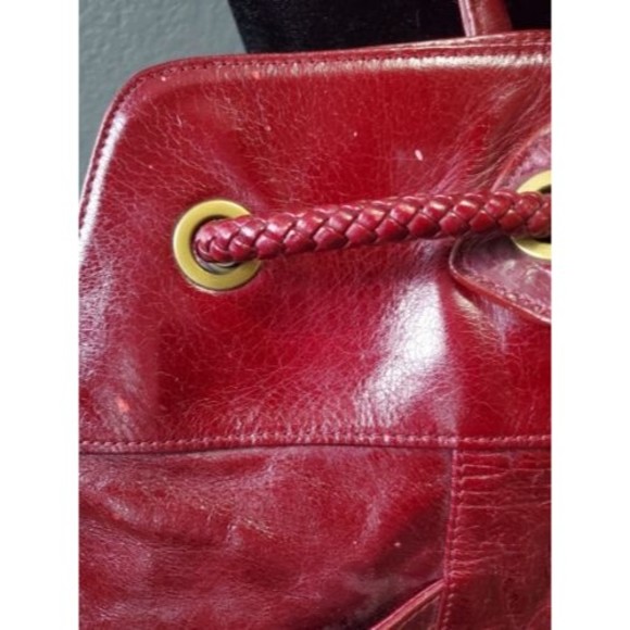 Charles David Red Alligator Leather Hobo Bag Purse Travel Overnight Drawstring - Picture 8 of 16